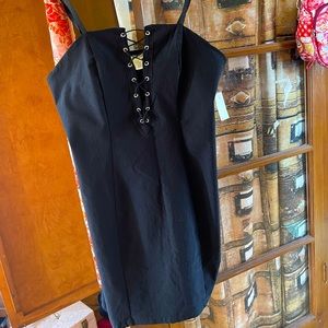 Bozzolo BLACK mini dress lace-up front 1X XL